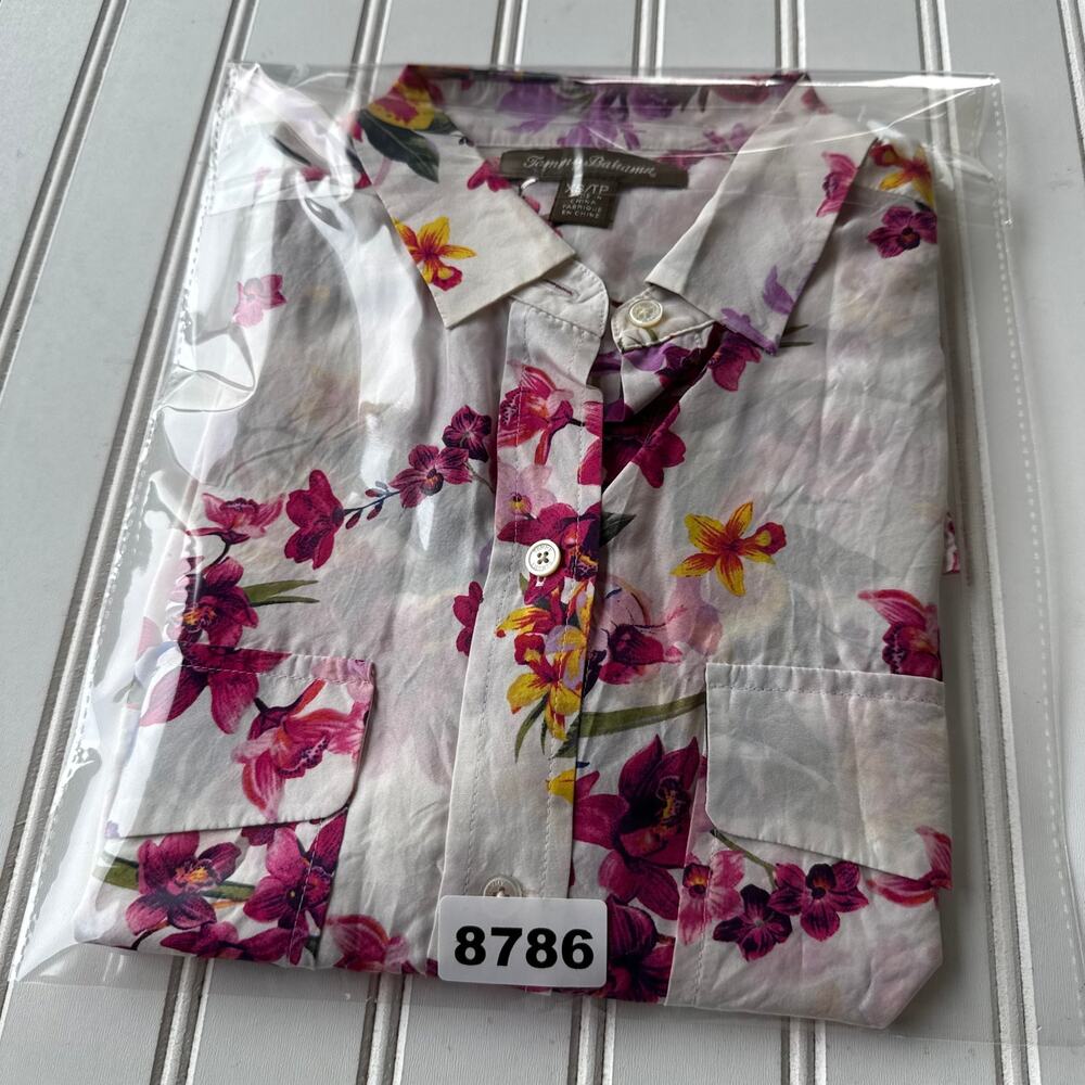 Tommy Bahama Floral lightweight drape buttondown blouse size XS/P - Picture 7 of 7
